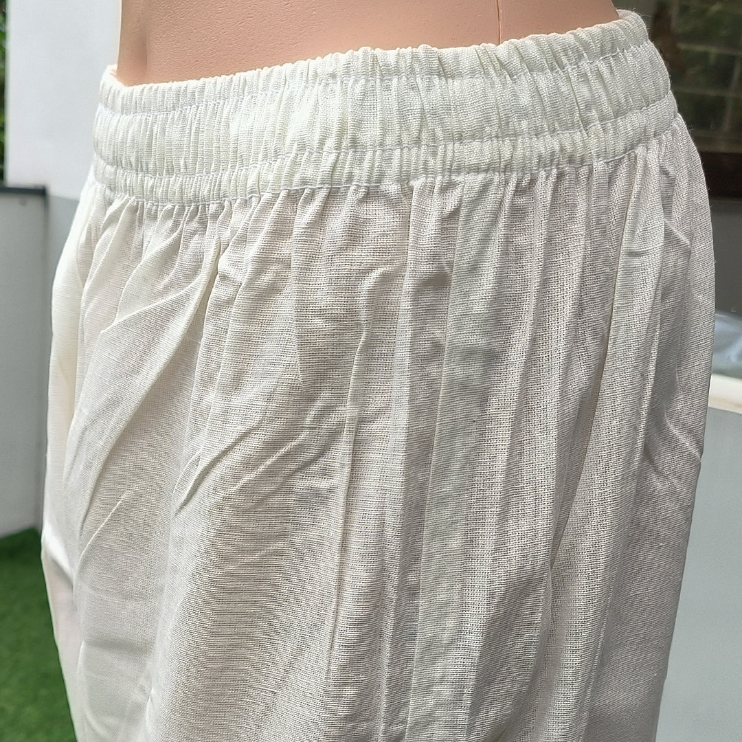 Women's  Cotton Pants with Lace Hem