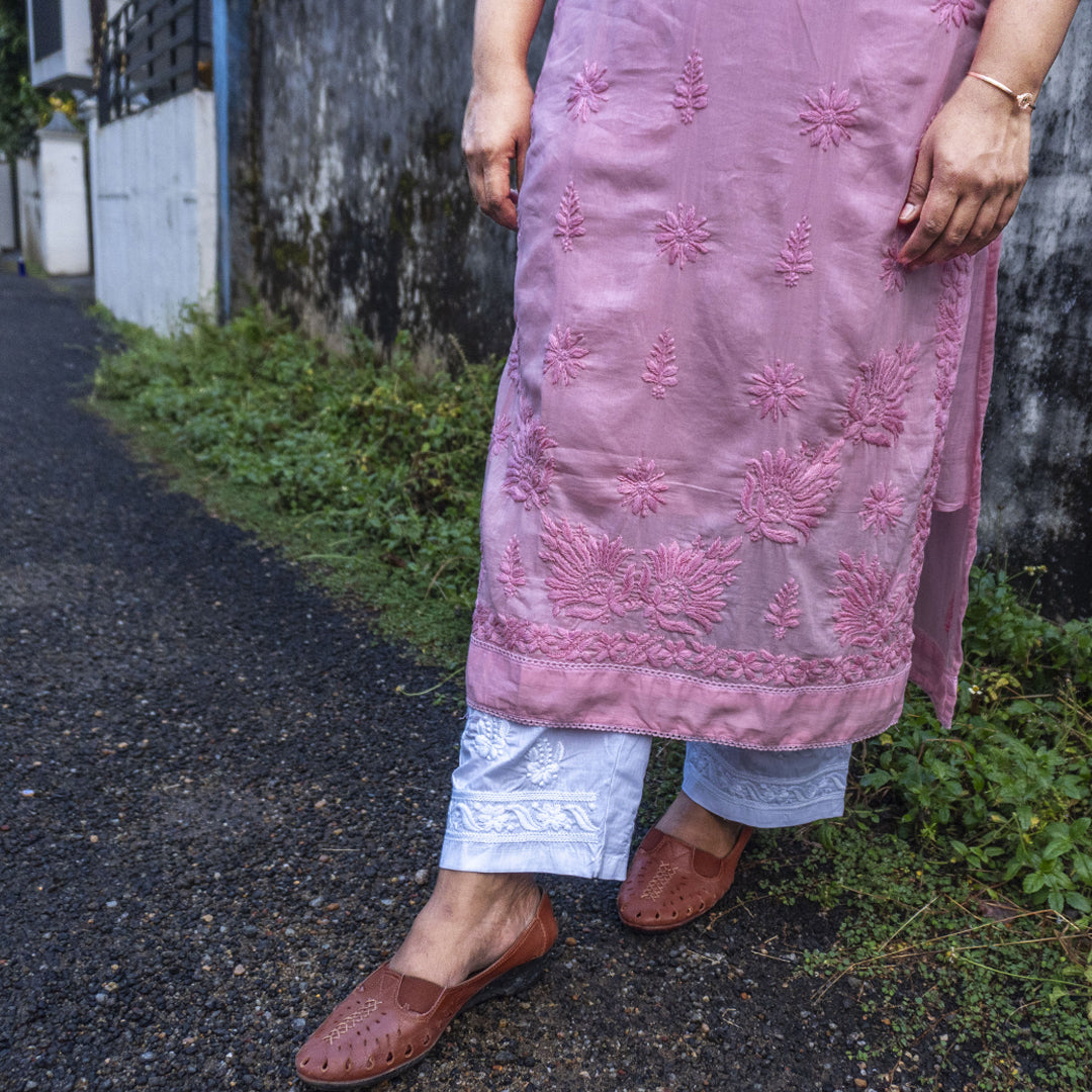 Pure Mull Cotton Chikankari Kurti – Baby Pink (Top Only)