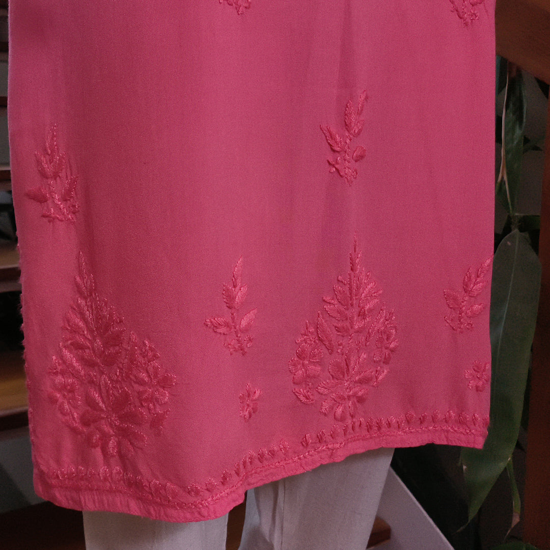Elegant Rayon Chikankari Kurti Peach Colour