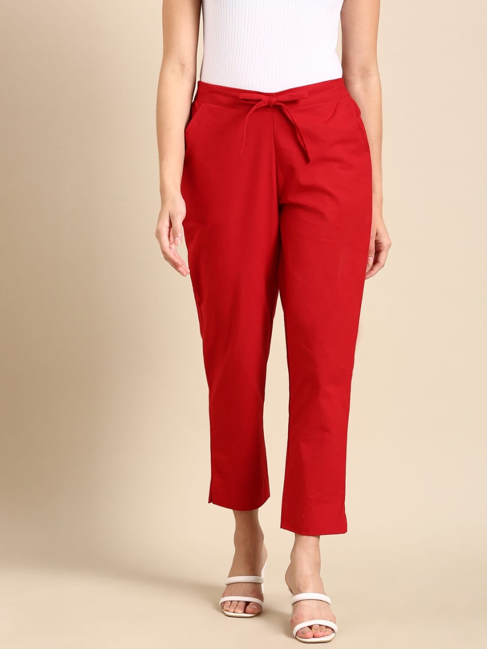 Premium Cotton Classic Fit Pants (Red)