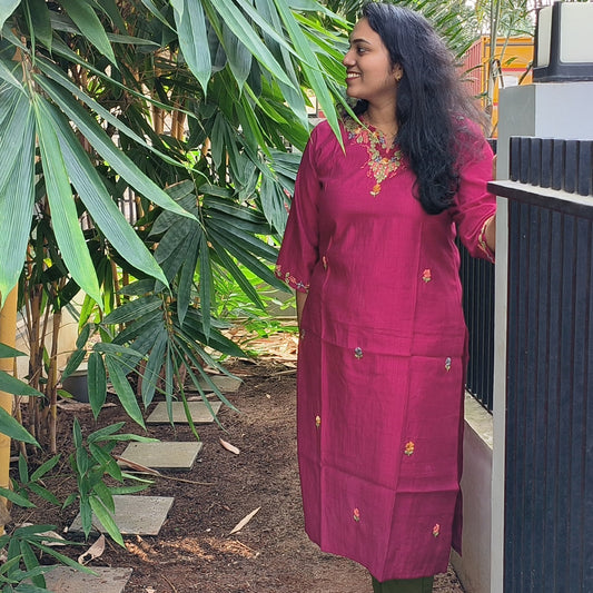 Embroidered Kurti Beetroot Colour