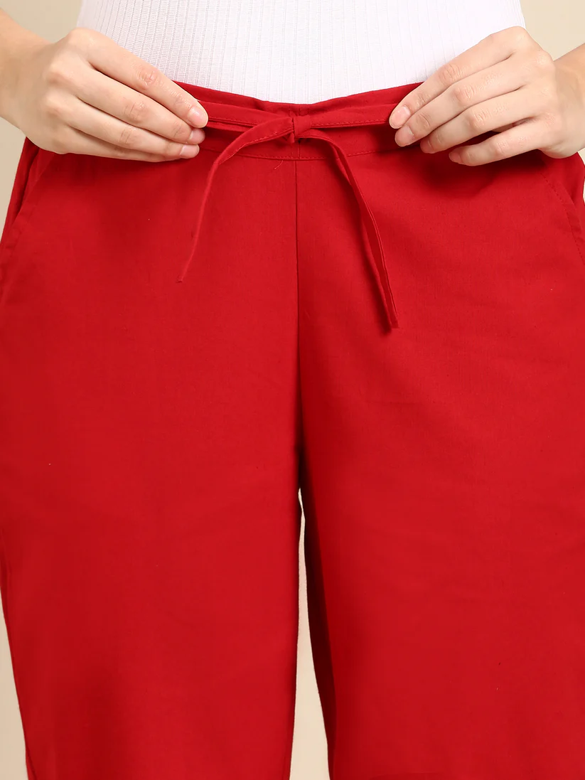 Premium Cotton Classic Fit Pants (Red)