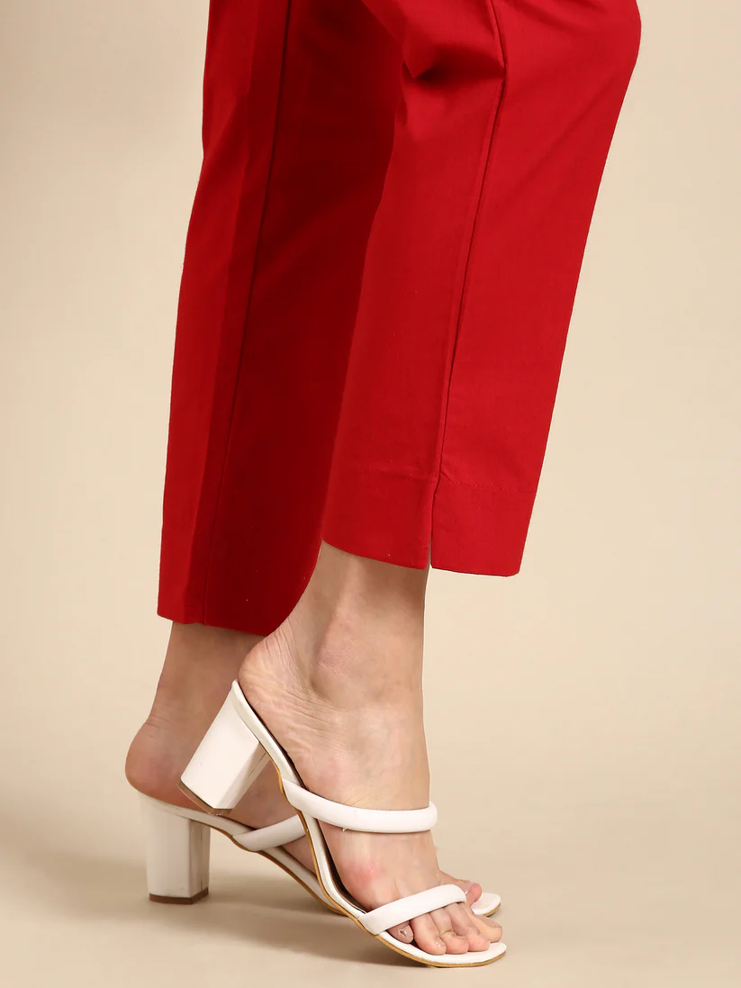 Premium Cotton Classic Fit Pants (Red)