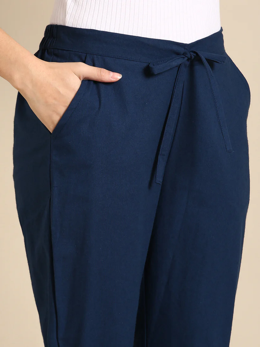 Premium Cotton Classic Fit Pants (Peacock Blue)