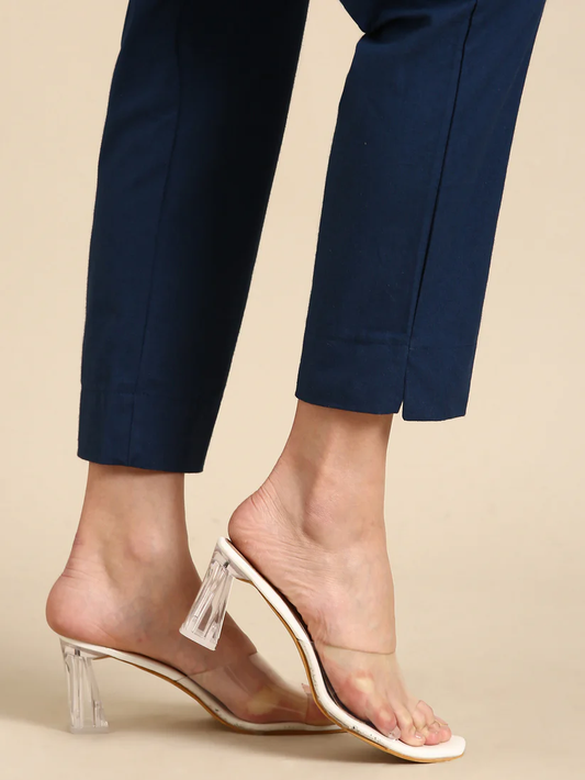 Premium Cotton Classic Fit Pants (Peacock Blue)