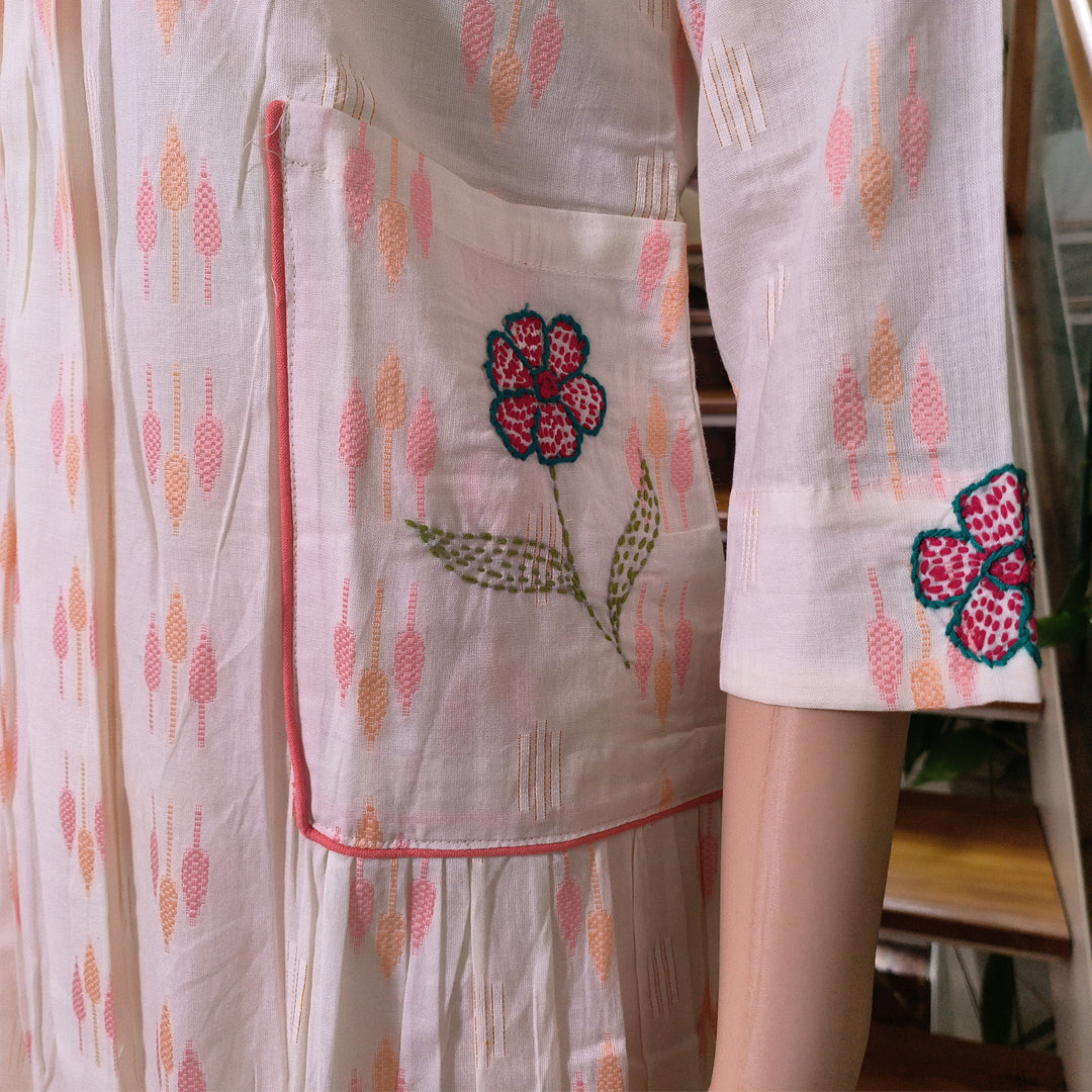 Elegant Hand-Embroidered Cotton Kurti Set