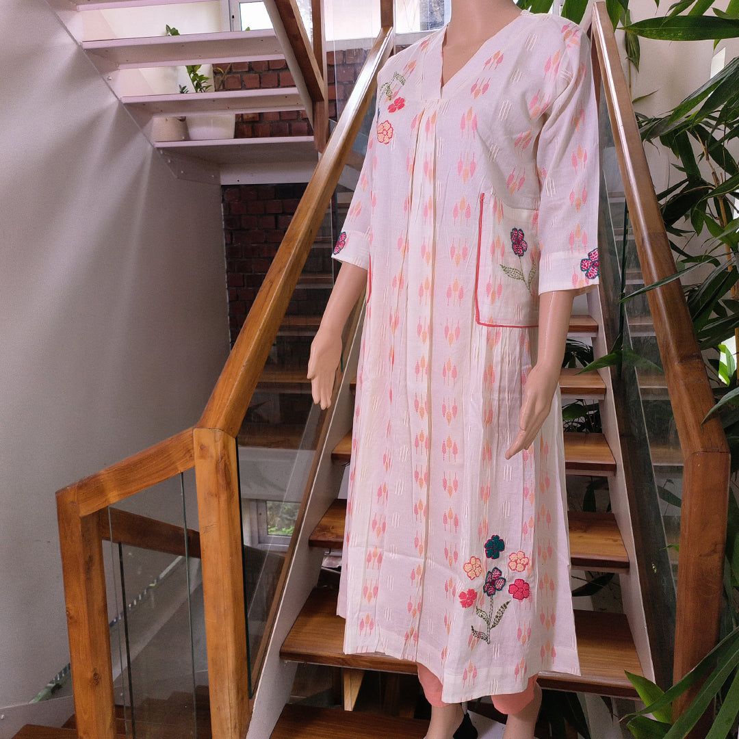 Elegant Hand-Embroidered Cotton Kurti Set