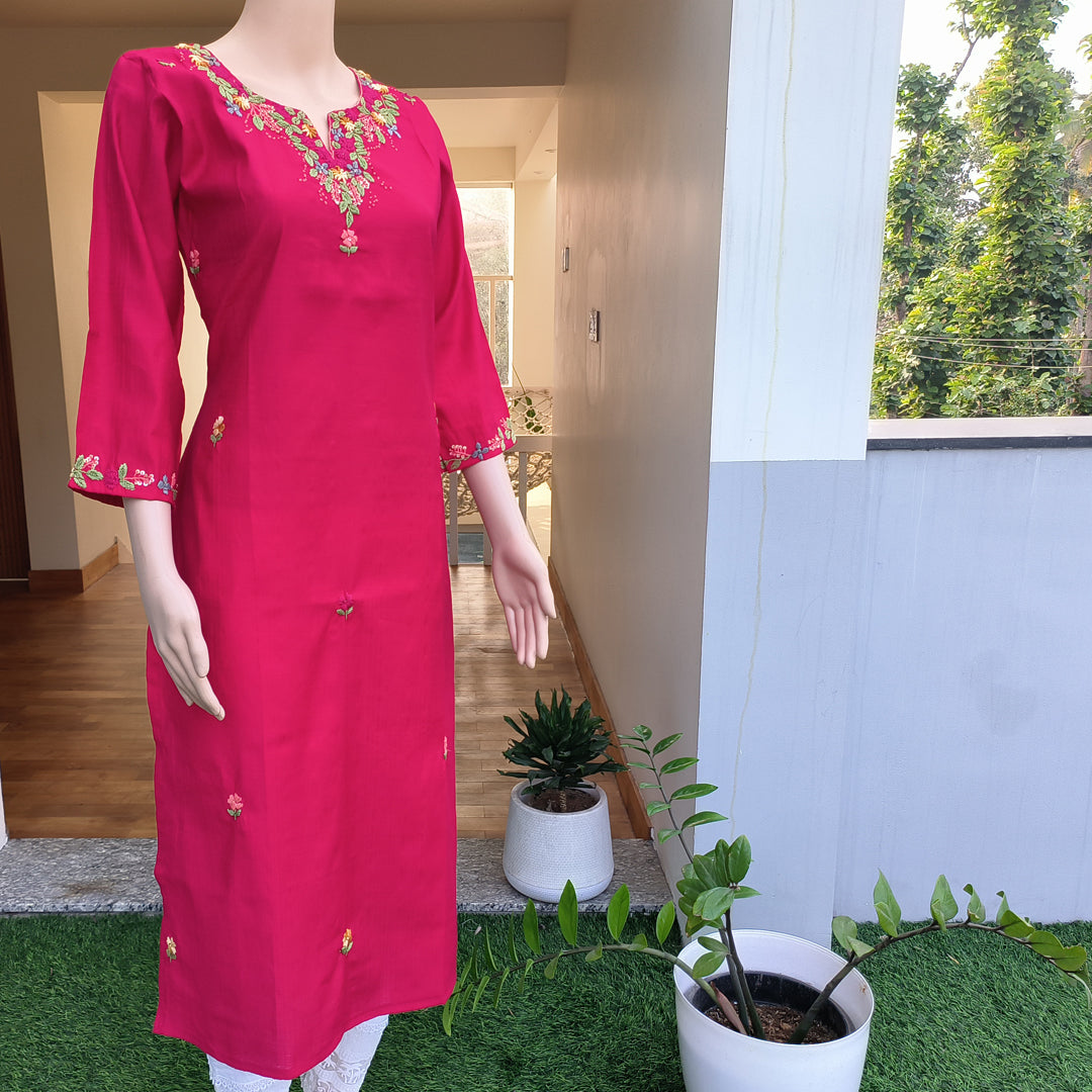 Embroidered Kurti Red