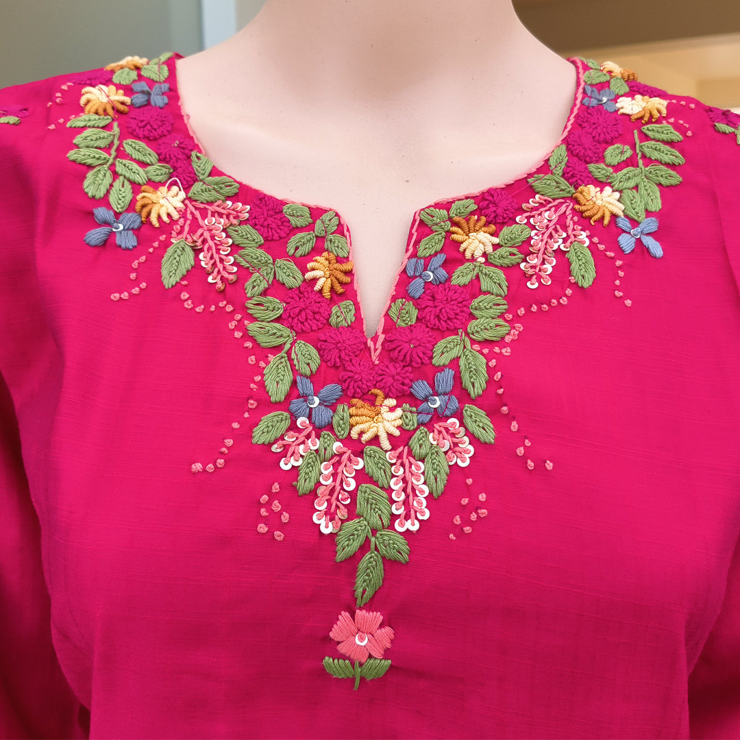 Embroidered Kurti Red