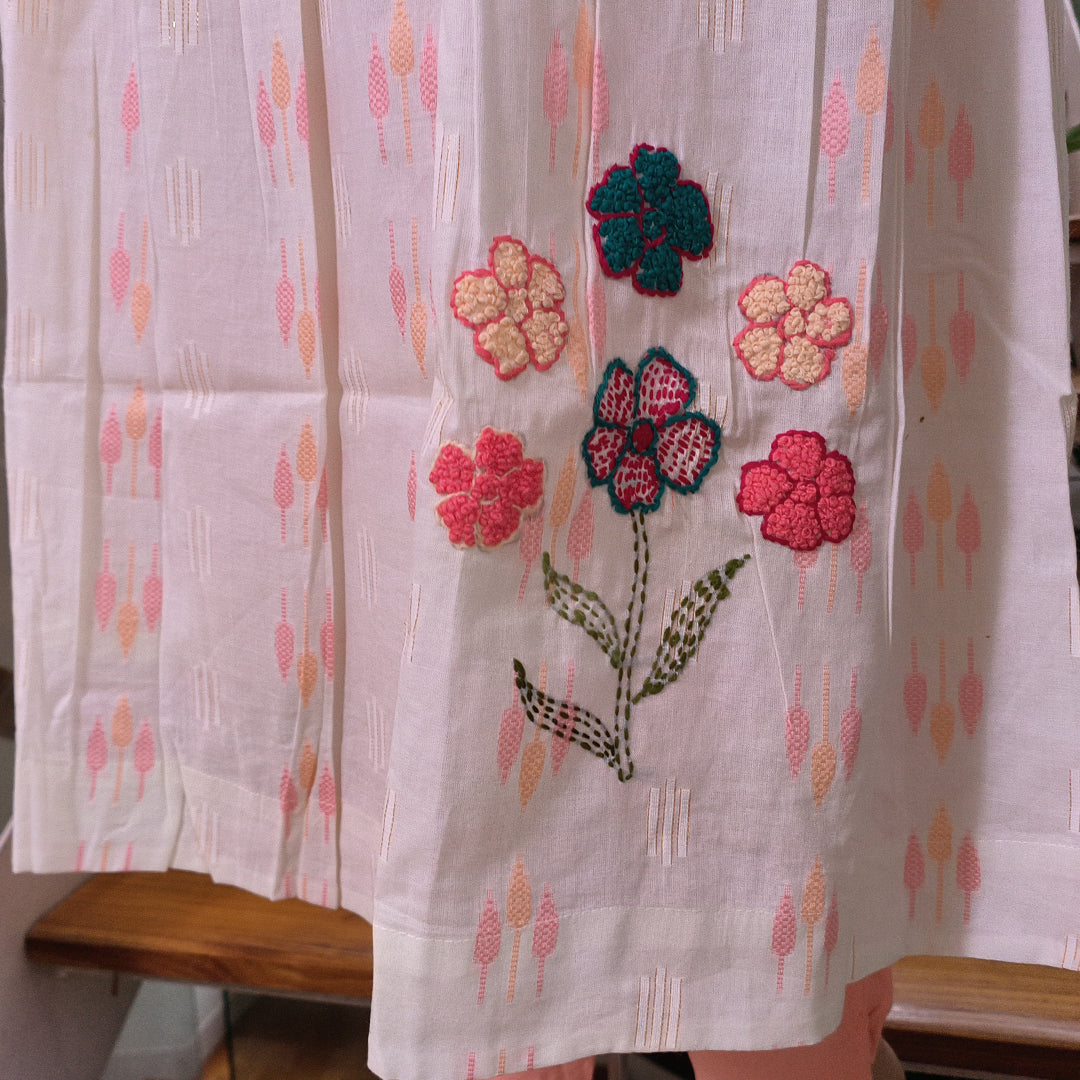 Elegant Hand-Embroidered Cotton Kurti Set