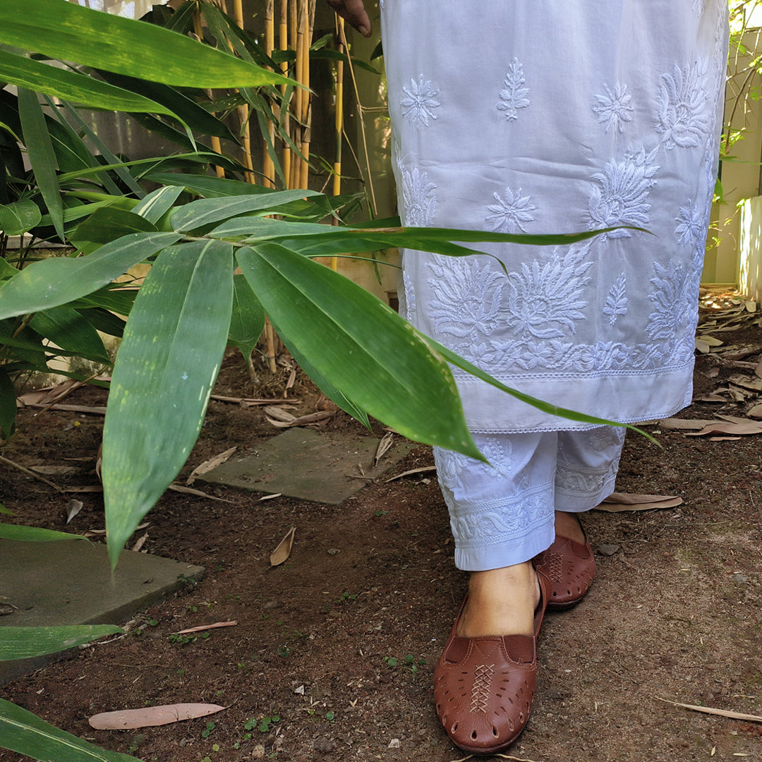 Pure Mull Cotton Chikankari Kurti – Off White (Top Only)