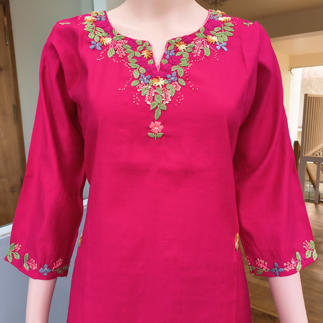 Embroidered Kurti Red