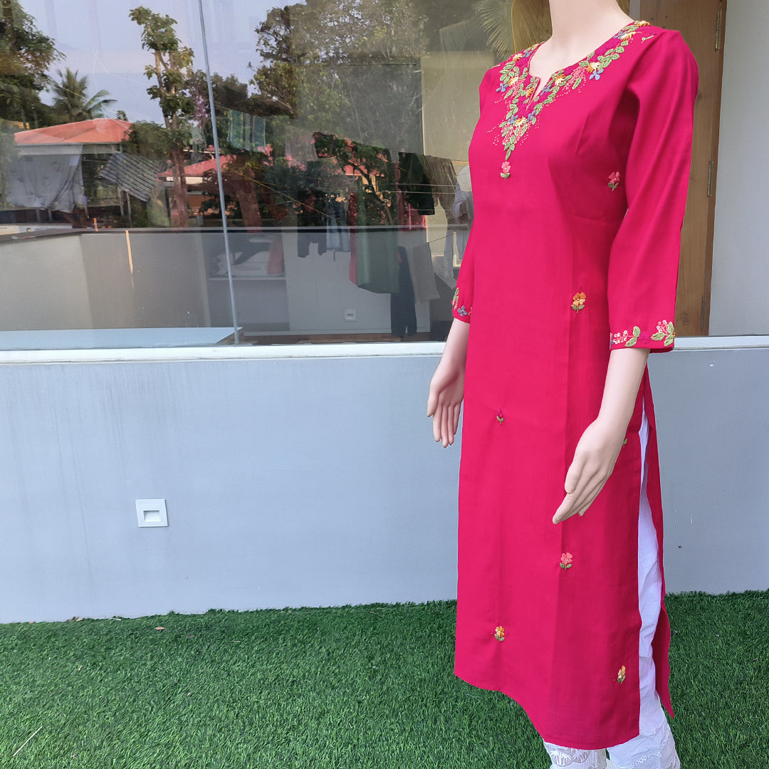 Embroidered Kurti Red