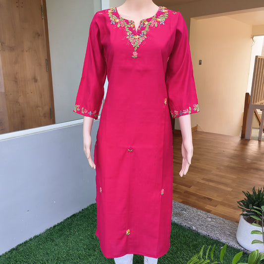 Embroidered Kurti Red
