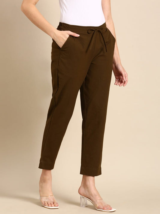 Premium Cotton Classic Fit Pants (Olive Green)