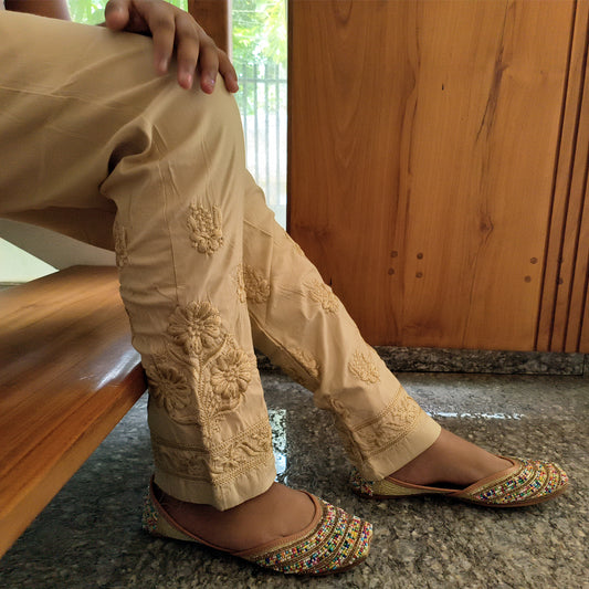 Classic Embroidered Chikku Pants – Elegant & Comfortable