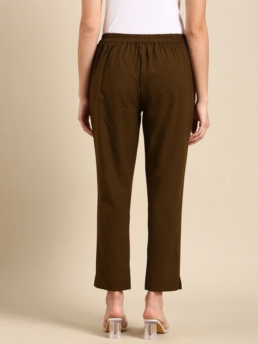 Premium Cotton Classic Fit Pants (Olive Green)