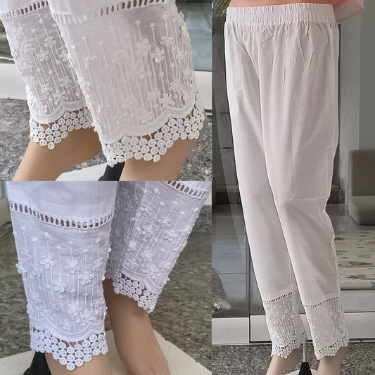 Women's Cotton Bottom with White Lace Detailing