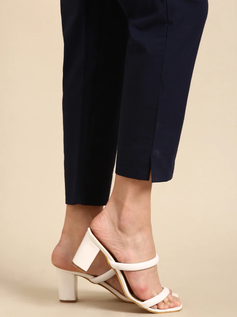 Premium Cotton Classic Fit Pants (Navy Blue)