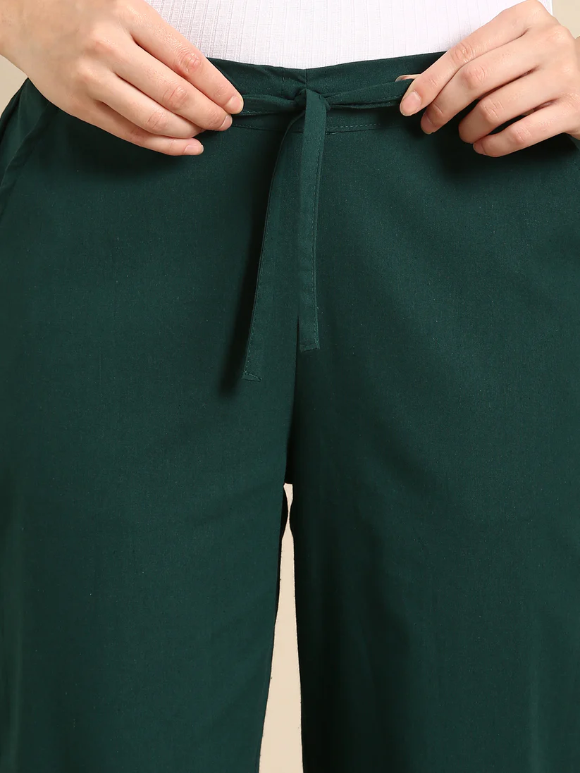 Premium Cotton Classic Fit Pants (Bottle Green)