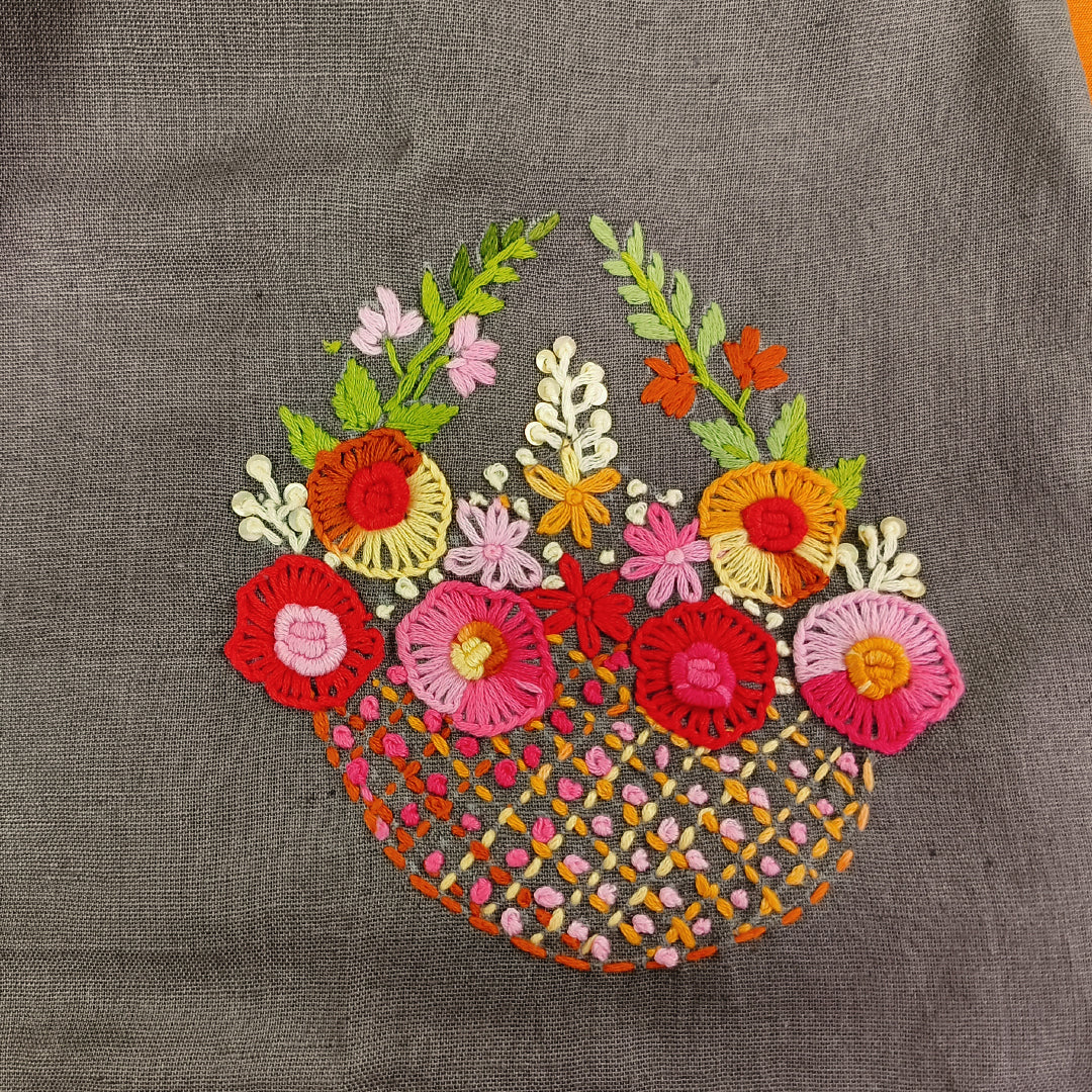 Cotton Kurti with Hand-Embroidered