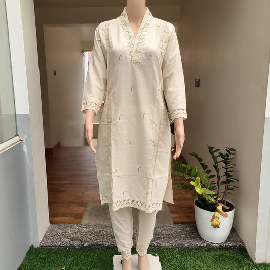 Khadi Cotton Co-ord Set with Sequence Work (2-piece) (Copy)