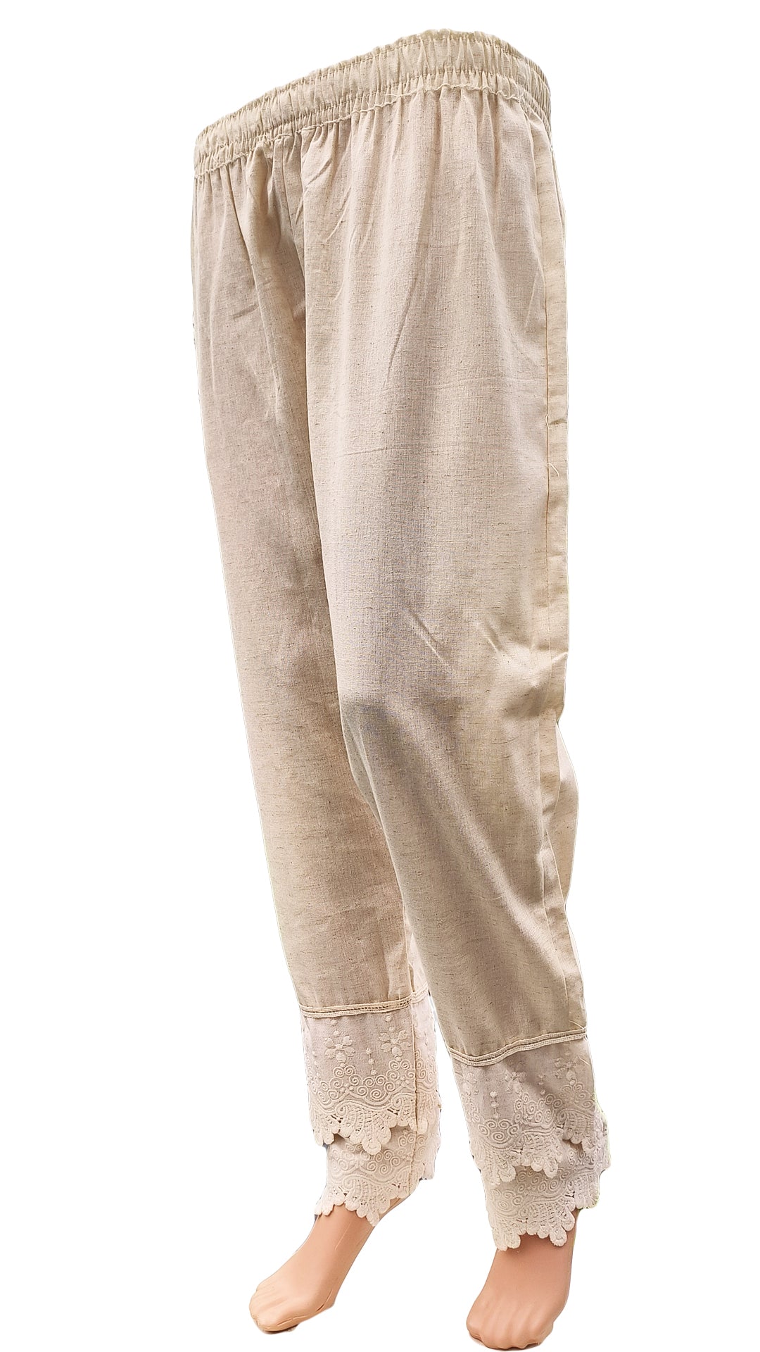 Women's  Cotton Pants with Lace Hem