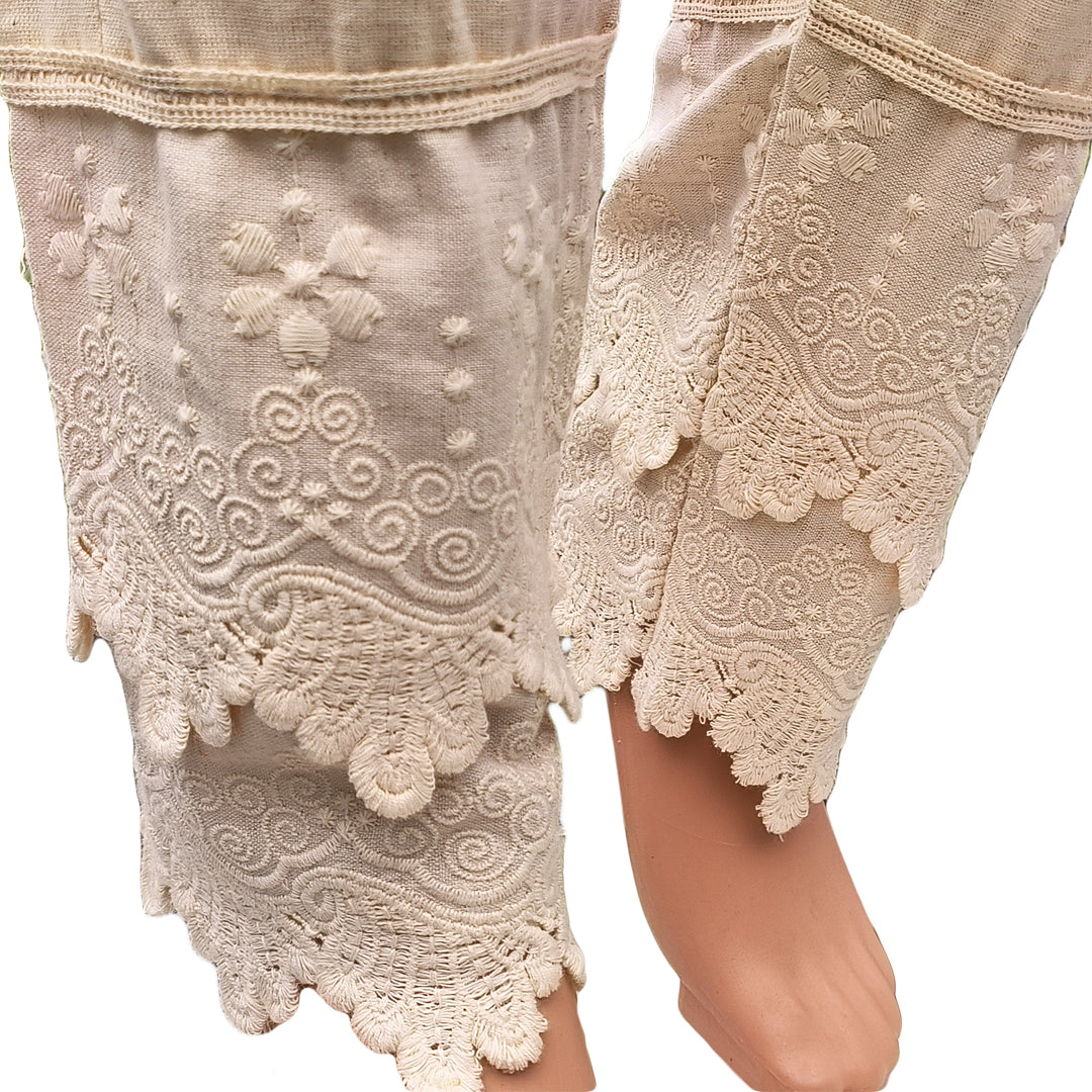 Women's  Cotton Pants with Lace Hem